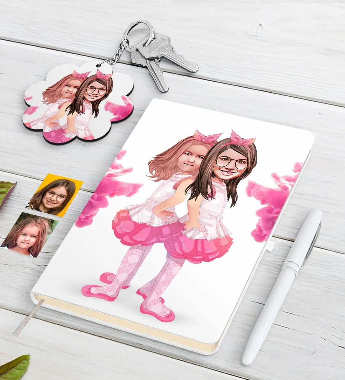 Персонализированные сестры карикатура белого Ручка для записной книжки и