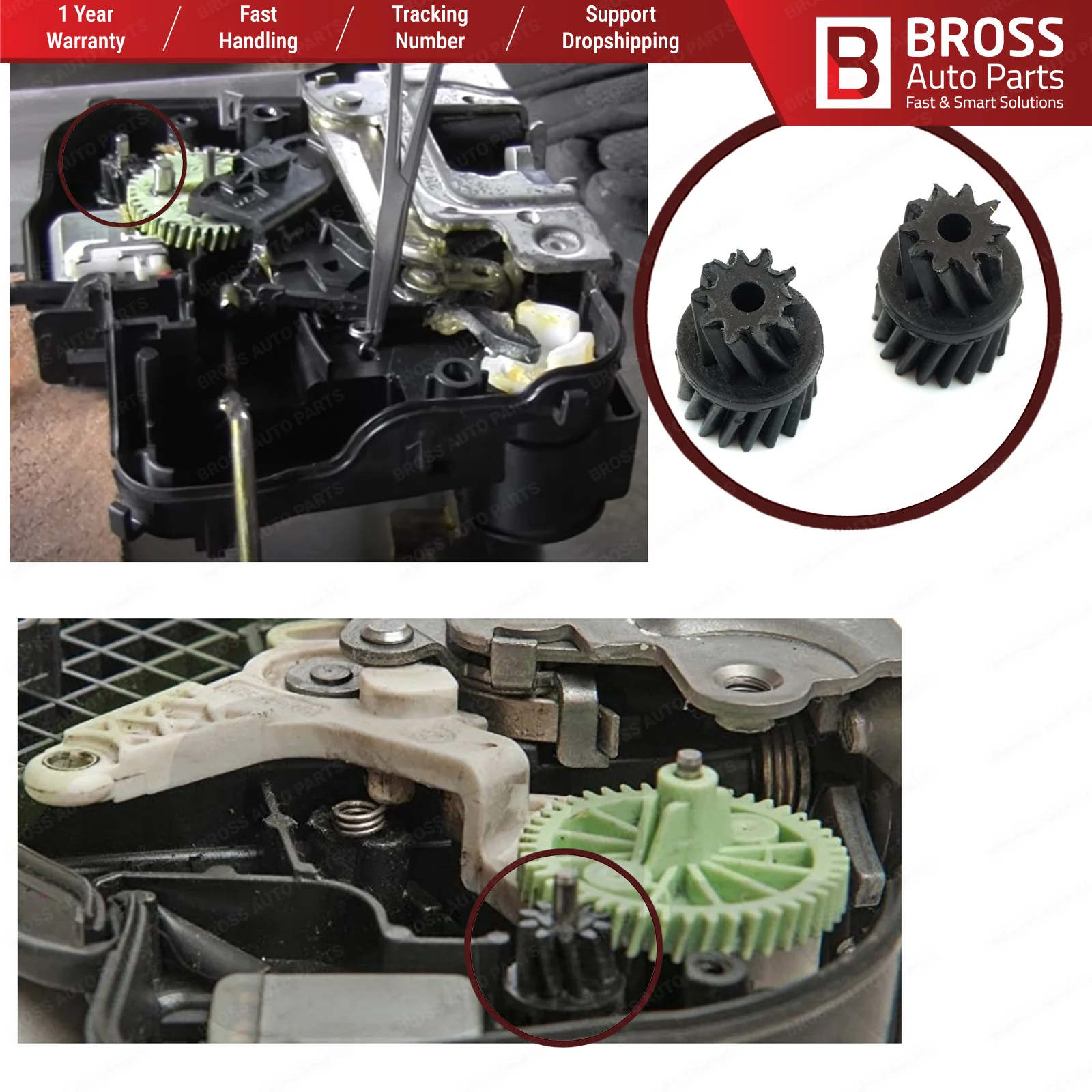 Bross BDP645-1 2 шт. Дверной замок защелка привода Cog ремонтные шестерни 2037200135 2037200435 для
