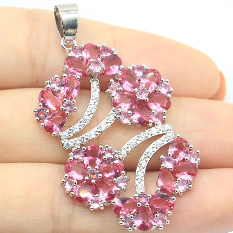 Женский розовый турмалиновый кулон Европейский дизайн 6 1 г 51x29 мм с цветами из
