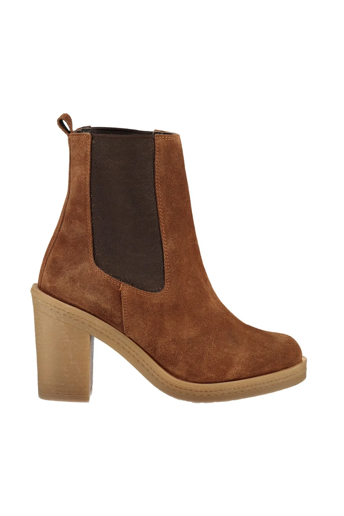 Женские ботинки из натуральной замши с жемчугом цвет светло коричневый