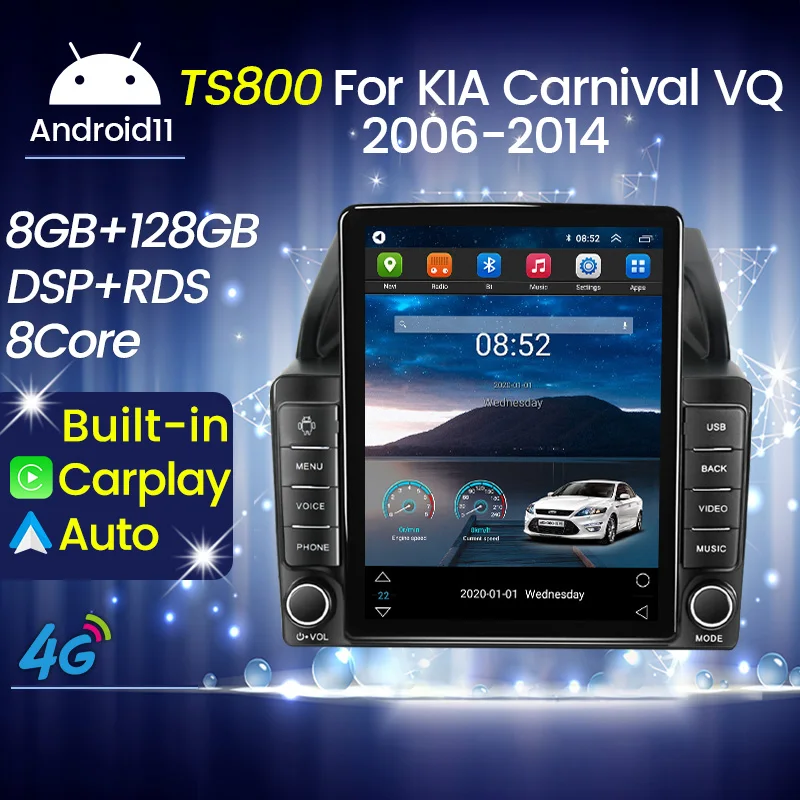 Android 11 Carplay 4G Для Tesla Вертикальный Автомобильное радио видео стерео для Kia Carnival VQ 2006
