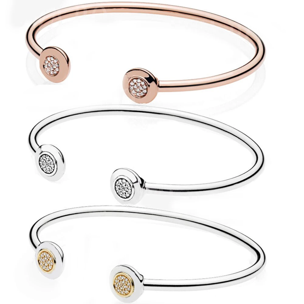 

Classic High Quality Silver 925 Round End Cap Shape Ladie Elegant Open Bangle Charm Original Women Fashion Jewelry Birthday Gift