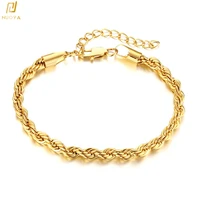 3mm5mm width stainless steel rope chain bracelet high quality jewelry hot selling classic style gold bracelet for men and women