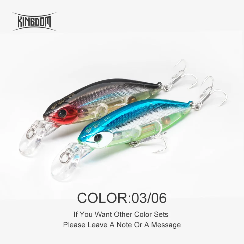 Color 03 06 Kingdom Fishing Приманка Джеркбейт гольян приманка 55 мм 7 г/70 мм 12 г медленно опускающаяся система шума 4 цвета воблеры модель 6504 - Цвет: Color 03 06