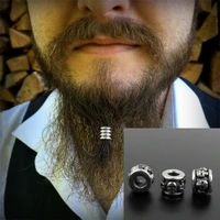 viking beard metal spacer beads suitable for mens hair accessories engraved skull pattern large hole long hair dreadlocks tube