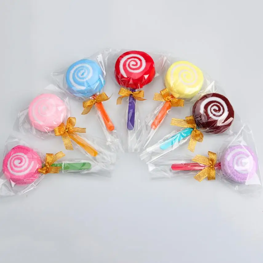 

1/5pcs Lollipop Towel Colorful Candies Hand Clean Towel Creative Gift Cotton Towel Two-color Small Lollipop Towel Bathroom Tools