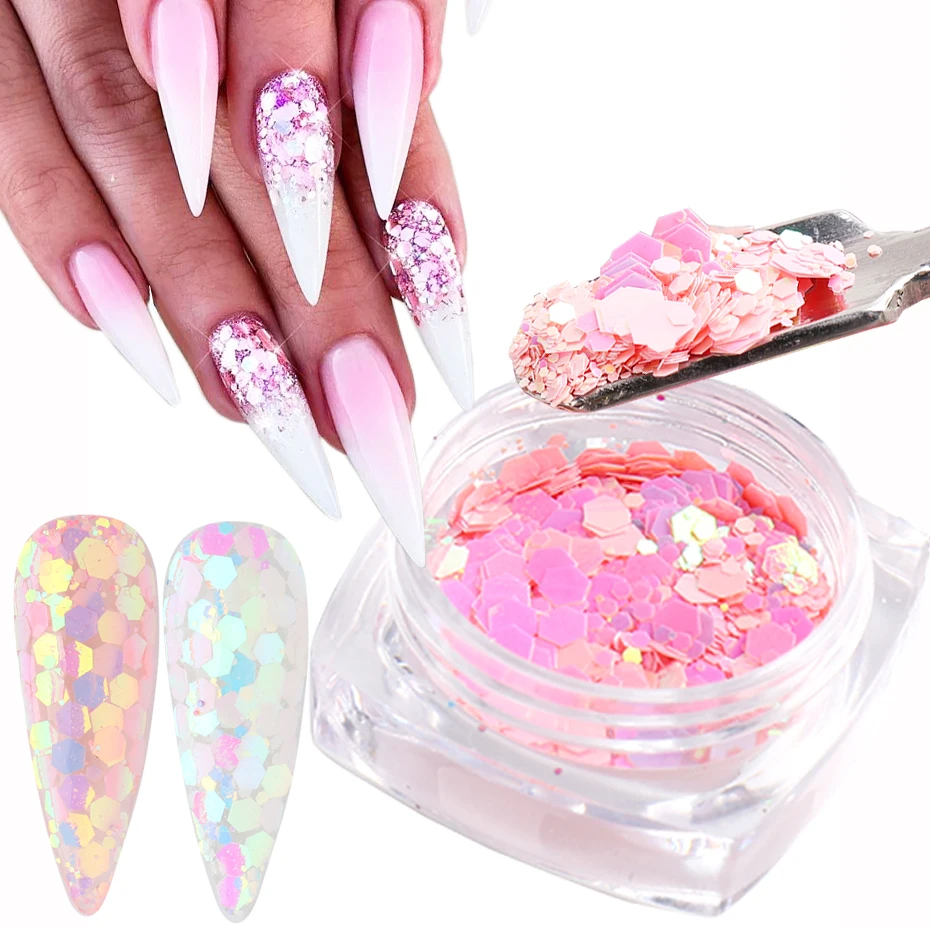 

1 коробка Блестящий цветной голографический блестящий для ногтей хлопья блестки сделай сам украшение для ногтей TRGB