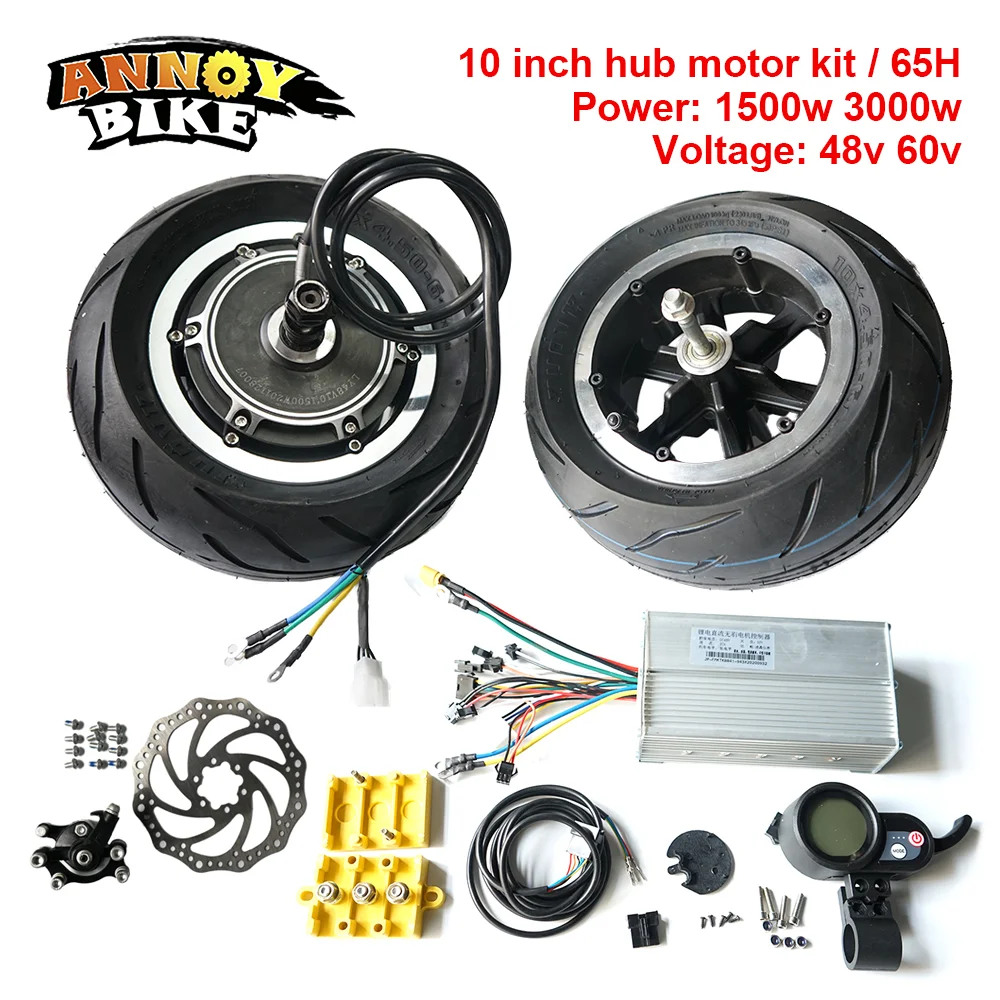 

10 Inch Hub Motor Kit 48V 1500W 60V 3000W Electric Motorcycle Scooter Engine Buggy Gearless eBike Kit Brushless WIth Front Wheel