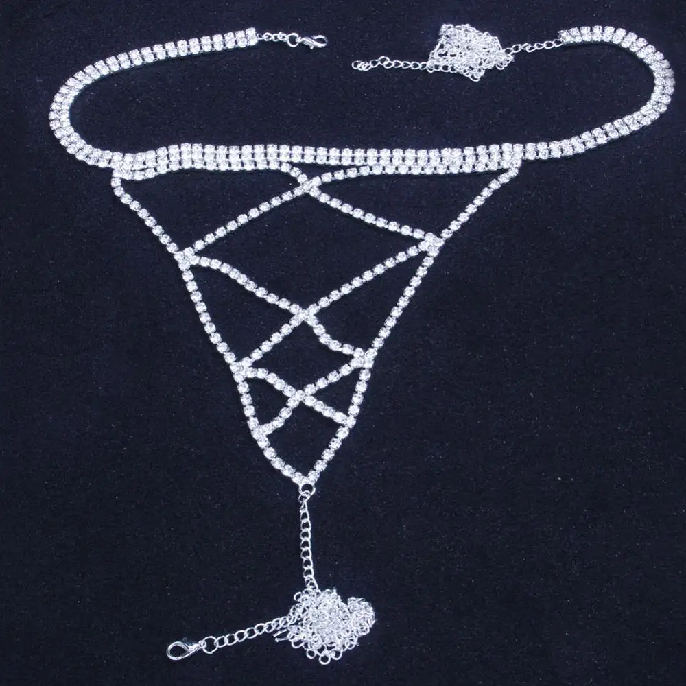 Со стильным поперечным тела цепочка с крупными серебристыми Цвет украшением в