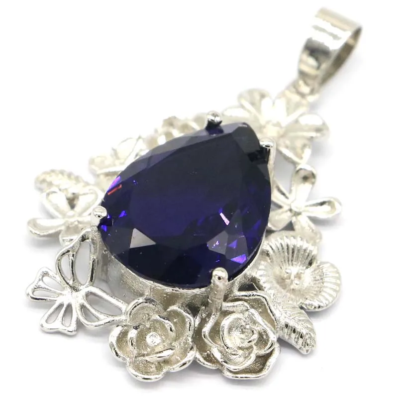 45x32mm ohemia Design Big Gemstone 20x15mm Created Pink Tourmaline New Stone Iolite Ladies Wedding Silver Pendant | Украшения и