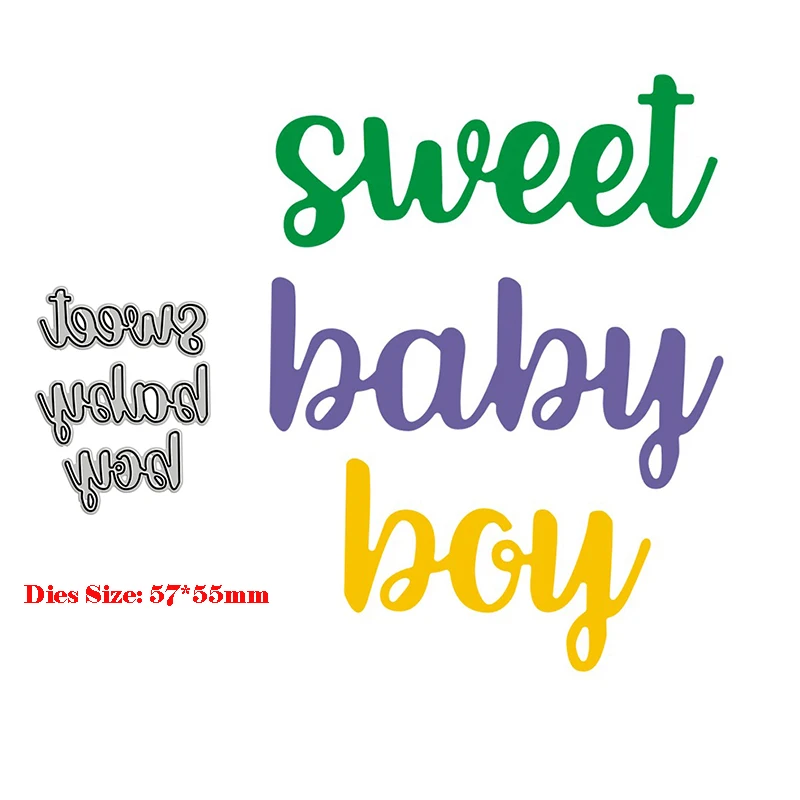 

New Arrival Sweet Baby Boy Letter and Words 2022 Metal Cutting Dies for Greeting Card Making Phrase Stencils of DIY Scrapbooking