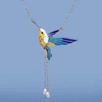 colorful bird pendent nacklaces for women creative elegant silver color handmade sweater chain choker womens necklace jewelry