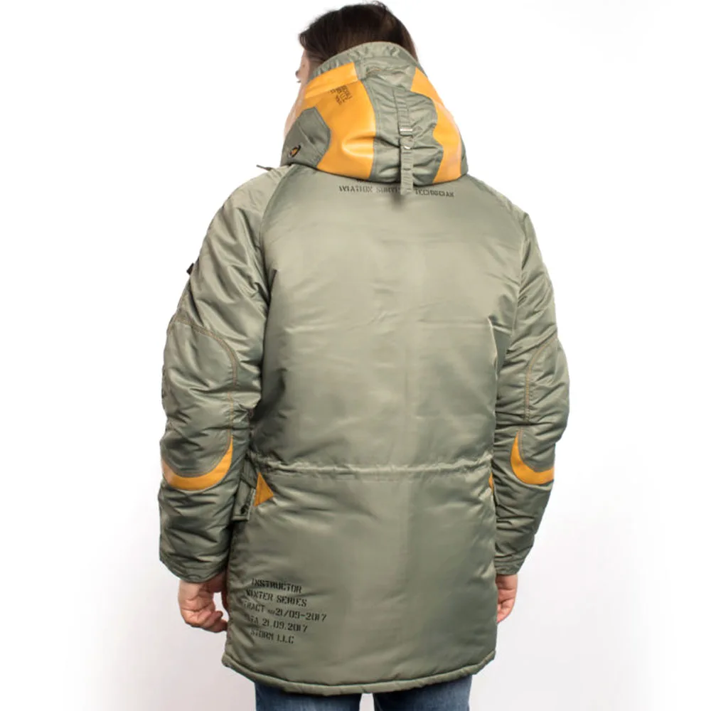 Куртка-аляска зимняя. Instructor NorDenali мужская olive/orange нейлон. стильная в стиле