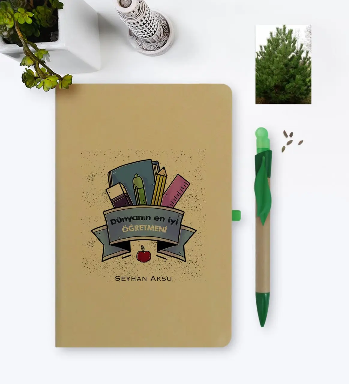 

Personalized World Best Öğretmeni Environmentalist Notebook and Seeded Pen Set-18