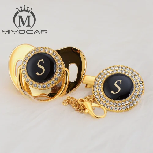LS-8 0-6m MIYOCAR имя инициалы Буквы S элегантная Серебряная пустышка и пустышка зажим BPA бесплатно пустышка bling уникальный дизайн SGS пройти LS - Цвет: LS-8 0-6m