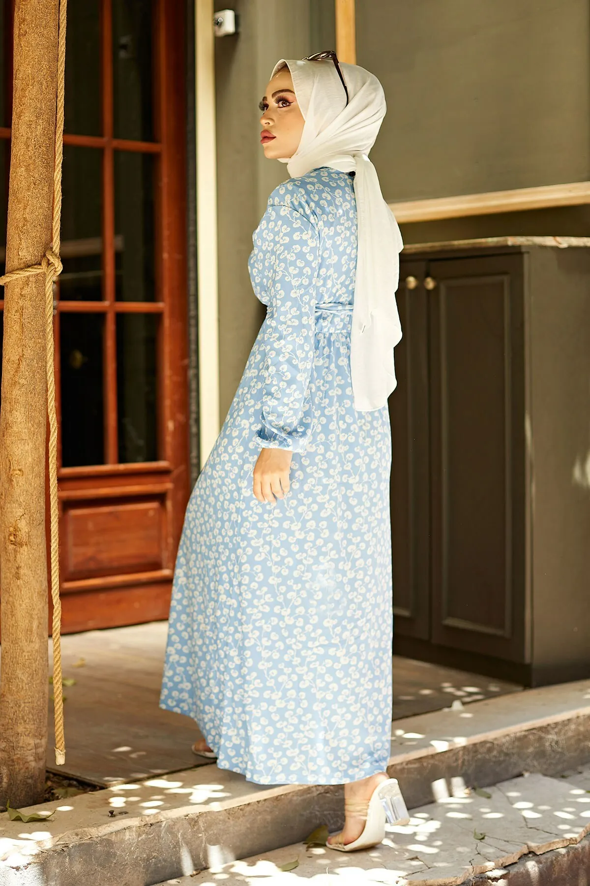 Платье с поясом и узором турецкий мусульманский модный хиджаб мусульманская