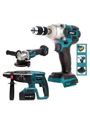 

ASSUR 3 Pcs Set Torque Screwdriver Impact Wrench 2-26mm Rechargeable Hilti 125mm Rechargeable Grinding 6 Pcs battery