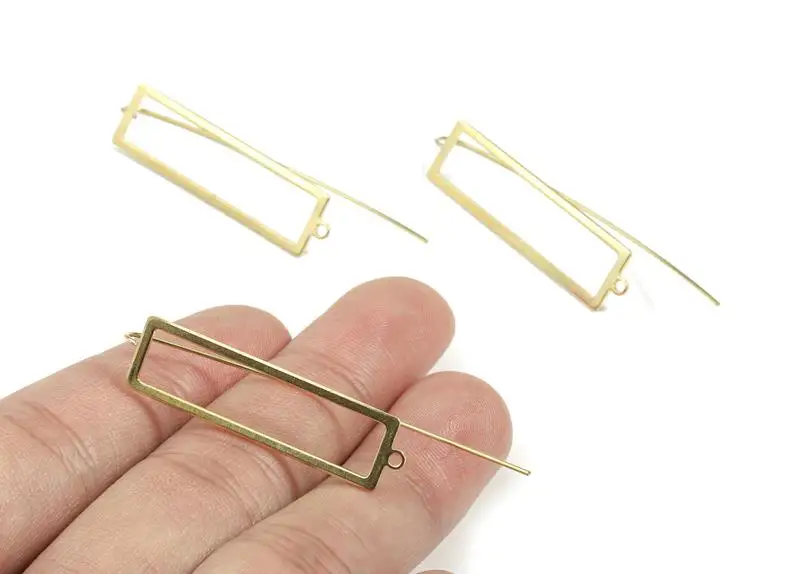

Brass Rectangle Earring Wire - Raw Brass Rectangle Earring Hook - Jewelry Supplies - 2Pcs/Lot - 56x10.24x0.91mm - PP3516