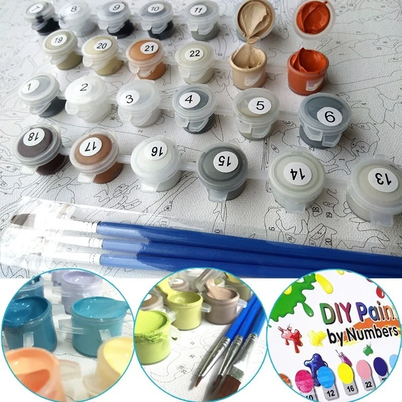 DIY Краска по номерам белый цветок с маленькой птицей масляной краской для