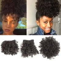 afro puff drawstring ponytail with 2 curl bangs clip in hairpieces pineapple updo2natural black%ef%bc%89