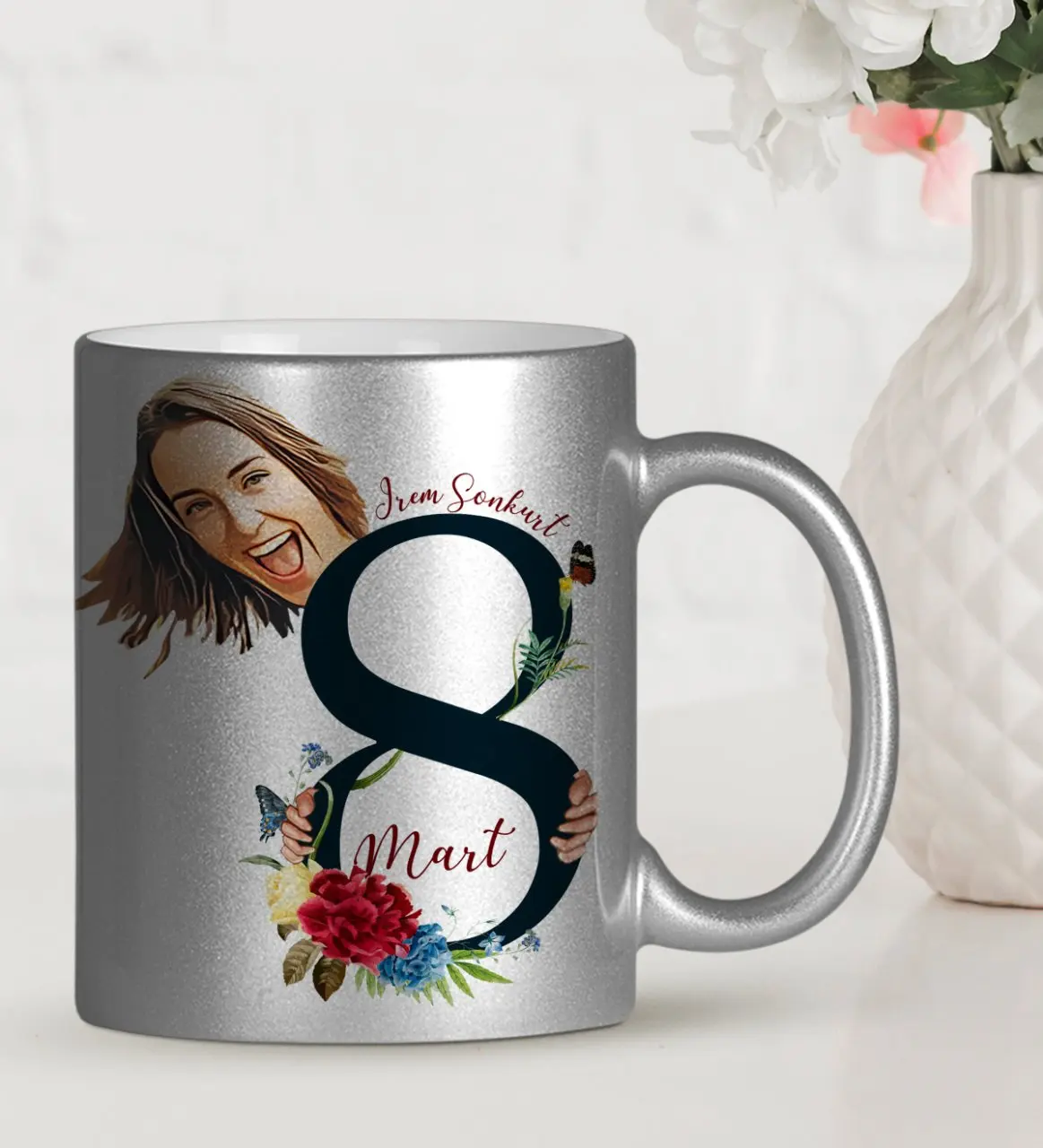 

Personalized 8 March International Women's Day Cartoon Silver Mug Cup-41