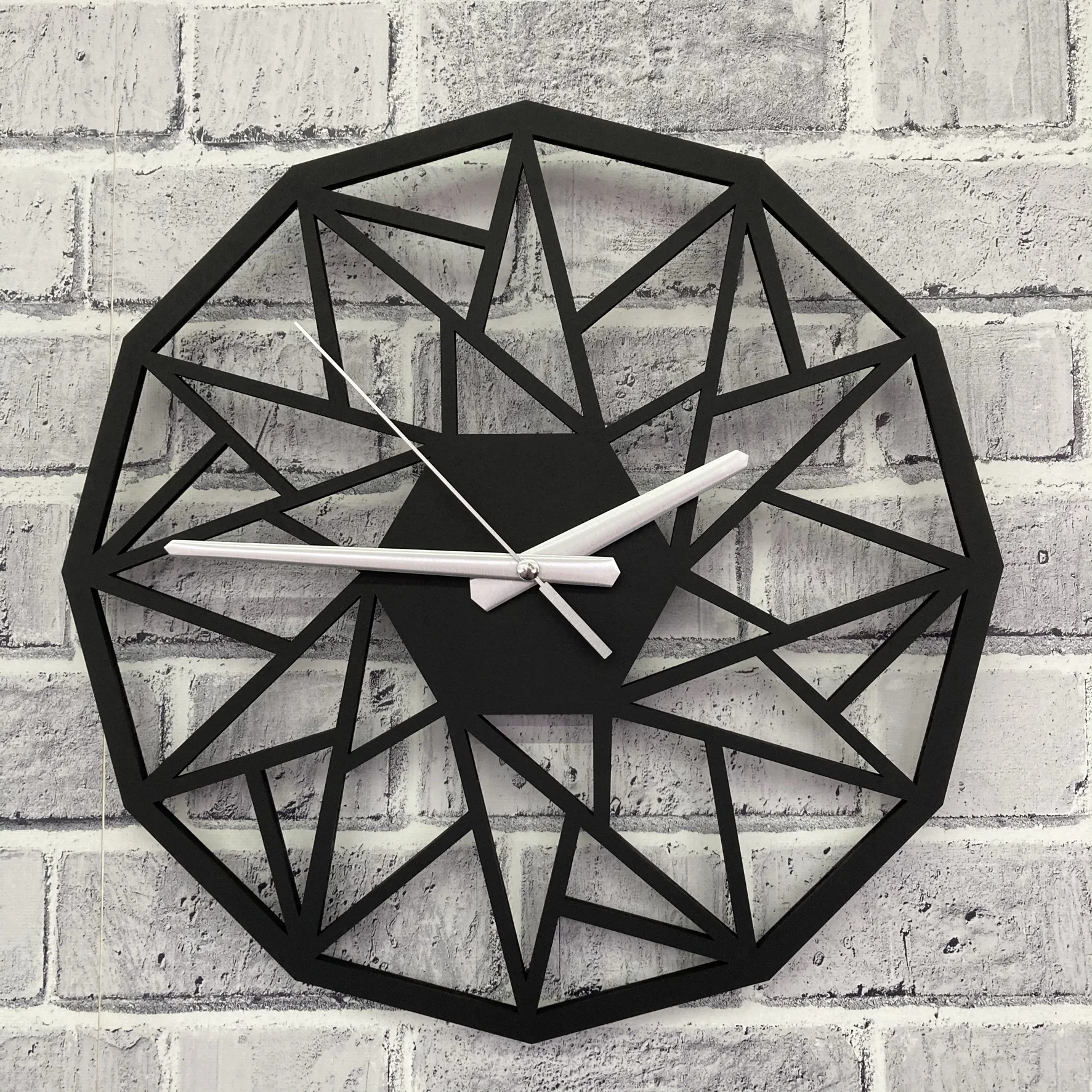 

Geometric Matte Black Wood Wall Clock 45x45cm