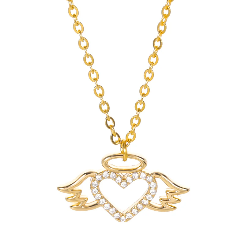 Романтическое ожерелье с крыльями ангела в форме сердца искусственное