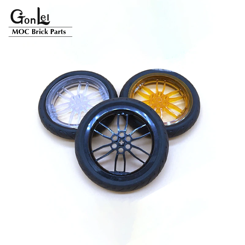 

2 Pcs/lot Technical Part Mechanical Car tyre 94.2x22mm Tire + Wheel Hub No. 88516/88517 DIY Building Blocks Children's Gift Toys