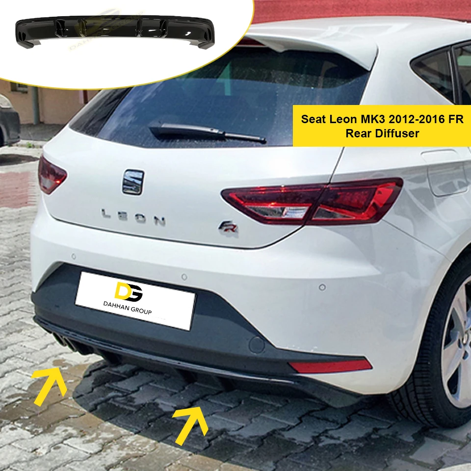 Seat Leon 2012 - 2016 MK3 FR Rear Diffuser Without Outputs Gloss Black Surface Plastic