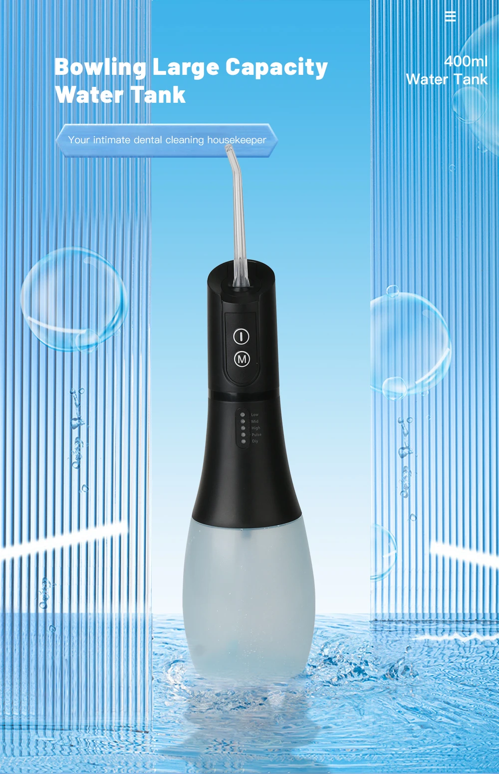 Oral Irrigator USB Rechargeable 5 Modes Water Floss Portable Dental Water Flosser Jet 400ml Irrigator Dental Teeth Cleaner