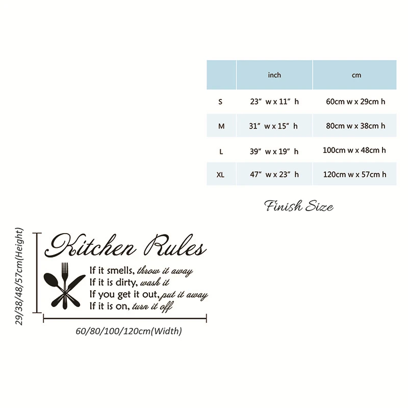 Кухня правила Наклейка на стену Декор виниловая наклейка Стикеры современный