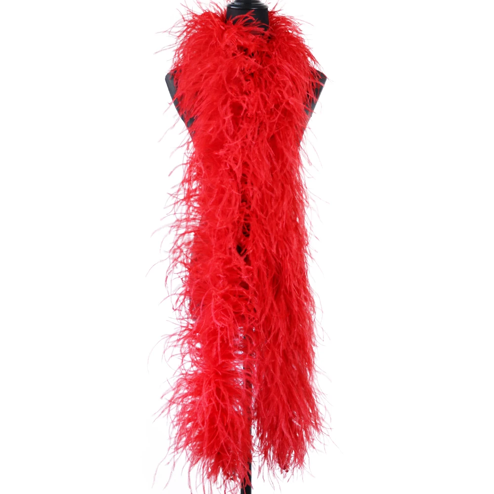 

2M Natural Red Fluffy Ostrich Feather Boa Ostrich Plume Shawl Sarcf for Wedding Dance Party Skirt Sewing Accessories Decoration