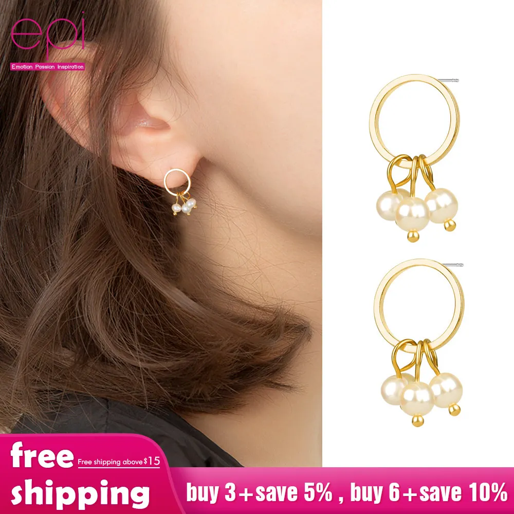 S925 Серебряные женские висячие серьги из бисера барокко Жемчуг геометрические