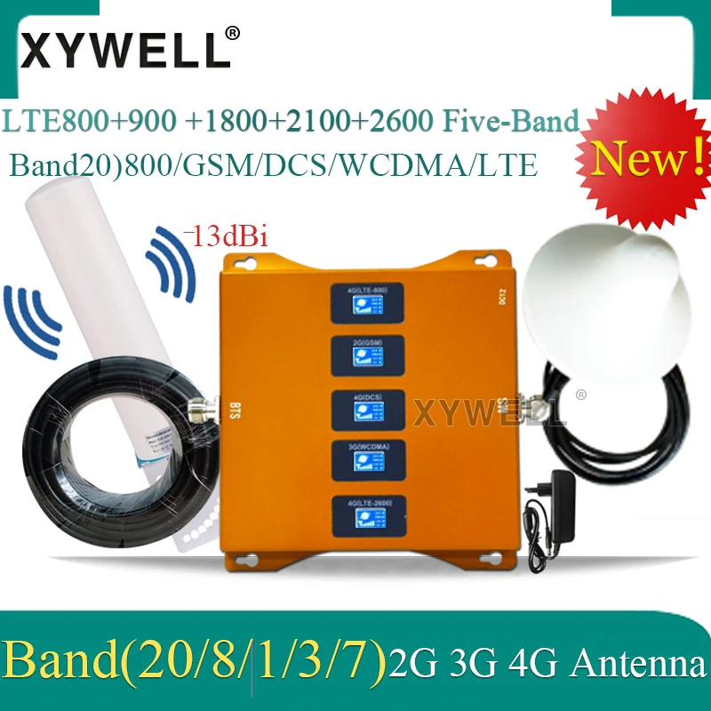 Усилитель сигнала 4G xywell B20 LTE 800/900/1800/2100/2600 МГц пятиполосный GSM 2G 3G 4G|Усилители
