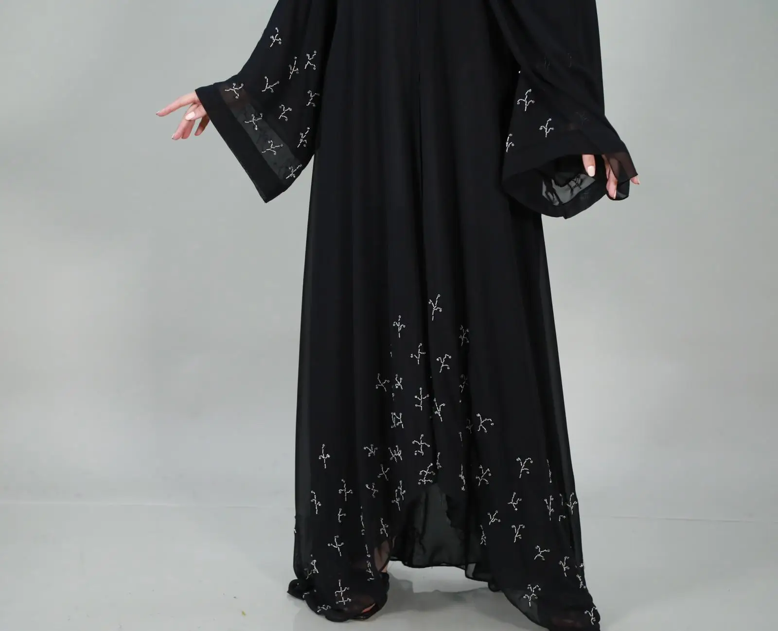 

2020 Fashion Model Kaftan In Dubai Arabic Beading Designs Islamic Turkey Women Clothes Muslim Abaya+Scarf 145 cm Turkish Made