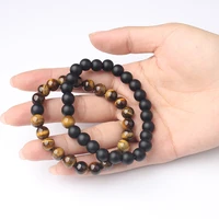 natural stone bracelet 8mm aaa yellow tiger eye frosted black stone bracelet for diy jewelry couple men and women accessories