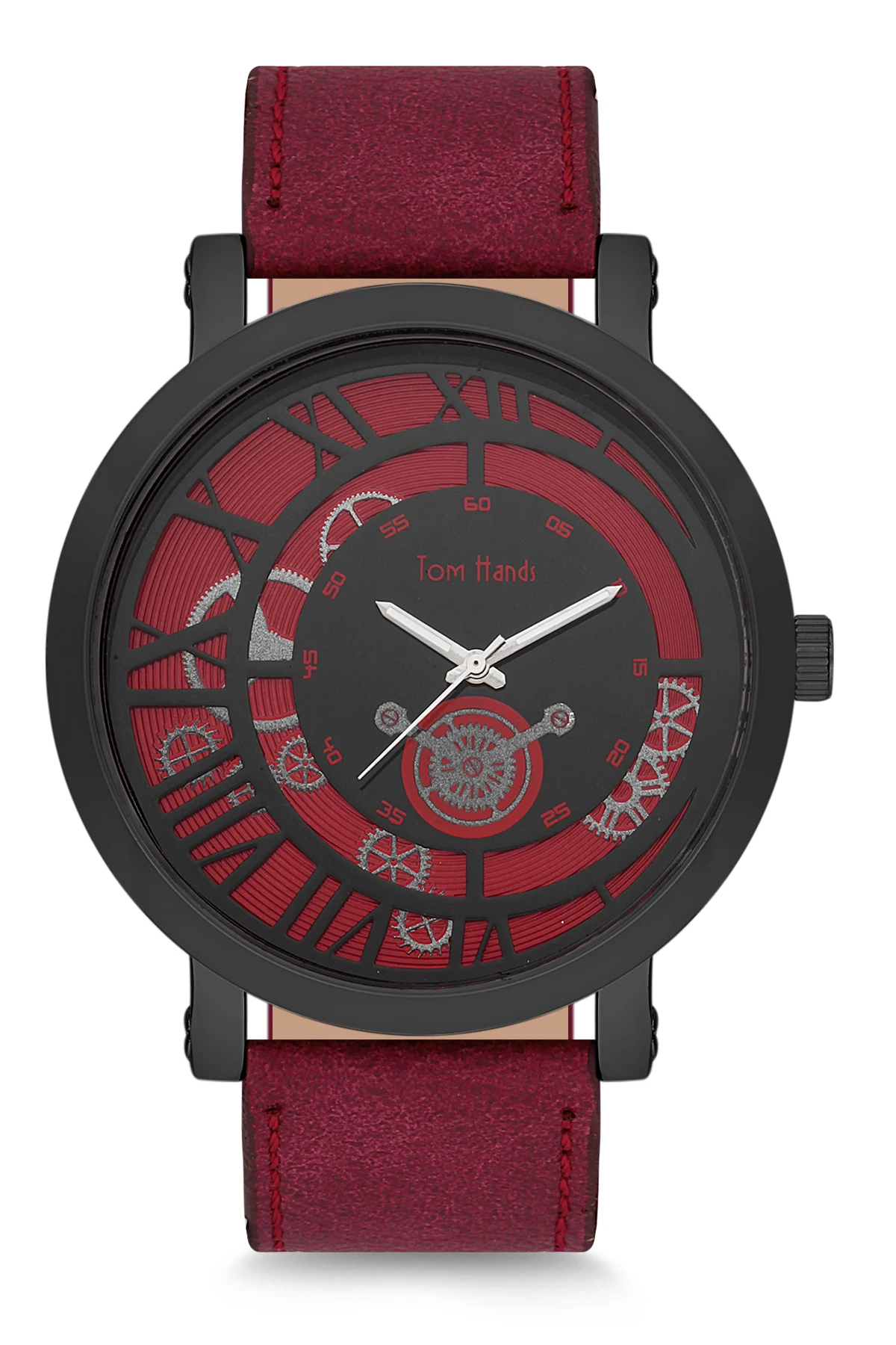 

2020 top Brand Luxury Fashion Men 'S Burgundy Leather Quartz Wristwatches Clock THST1-T0433-EDBB3 Tom & Hands