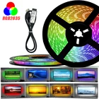 Светодиодная лента, гибкая светящаяся лента SMD RGB 2835 с питанием от USB, 1 м, 2 м, 3 м, 4 м, 5 м, 5 в постоянного тока