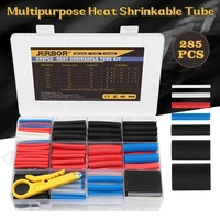 85pcs assorted polyolefin heat shrink tubing hollow tube sleeves wrap wire set 7 sizes multicolor black