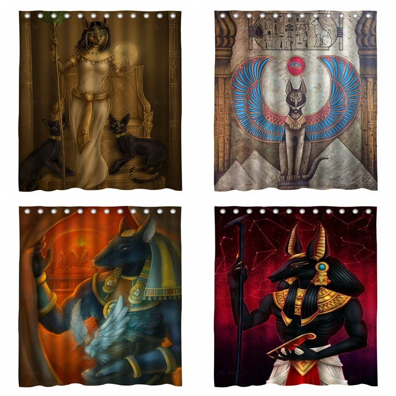 

Ancient Egyptian Goddess Buster God Of Destiny Death Anubis Sacred Animal In Religion Shower Curtain By Ho Me Lili For Bath Deco