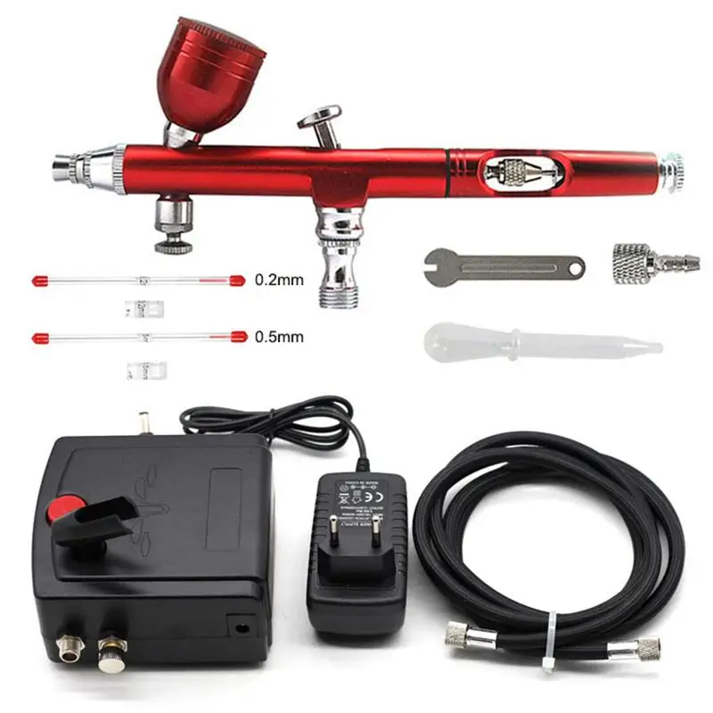 

Airbrush with Compressor Kits Without Automatic Shut Down Single/ Dual-Action 0.2/0.3MM Spray Gun for Make Up Painting Body Art