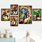 Картина с супергероями Marvel плакат Мстителей, принт на холсте, Настенная картина в стиле аниме, для детской спальни, гостиной, декоративная роспись
