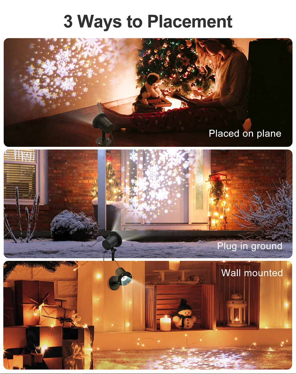 Gaiatop Stage Lamp Snowflake Light Projector New Year Outdoor Christmas Projector Christmas Lights Indoor Decoration For Home dinosaur lamp