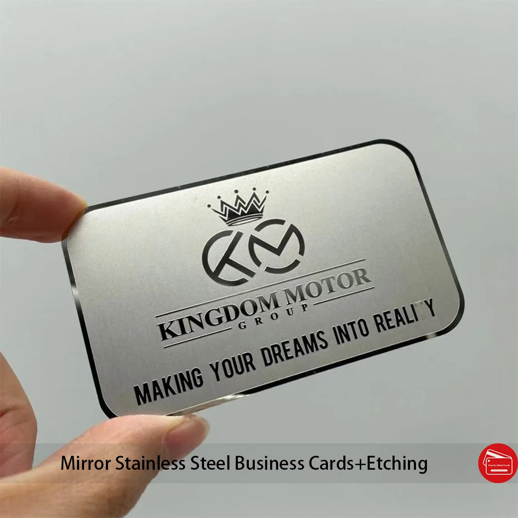 

0.3mm thickness Custom mirror polished stainless steel etch metal card for business