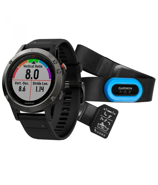 Garmin Fenix 5 серые с черным ремешком и HRM-Tri | Электроника
