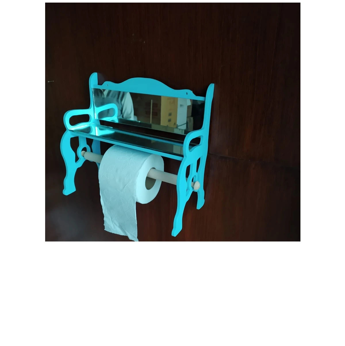 

Wooden bamboo mirror toilet paper holder bathroom kitchen wall mounted toilet paper roll holder makeup storage mirror