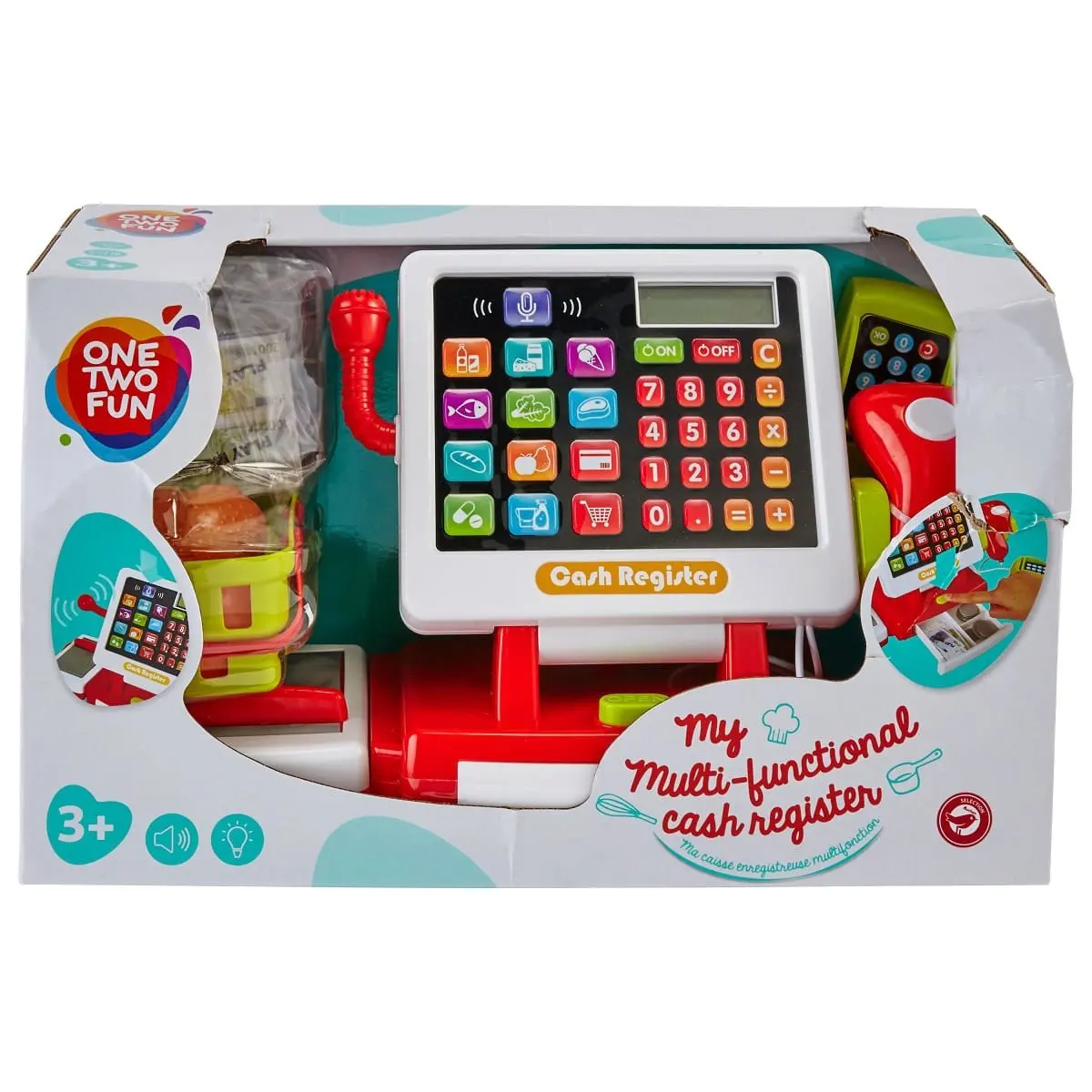 Fun for two. Ашан игровой набор one two fun. Игровой набор касса. Касса игровая TM S+S. Игрушки для малышей фирмы one two fun.