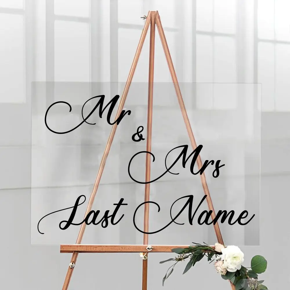 Настраиваемый стеклянный стикер с именем Mr And Mrs шаблон свадебное украшение