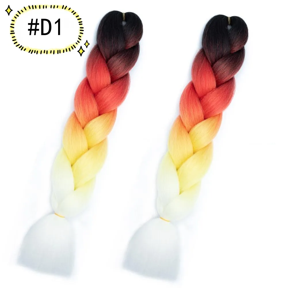 Джамбо плетеные удлинители волос Kanekalon волосы 4 цвета Омбре разноцветные