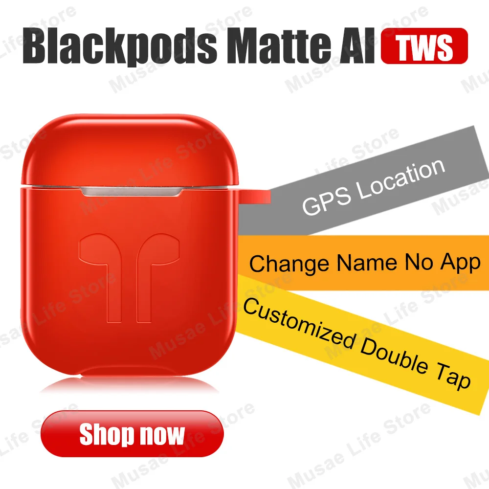 Blackpods матовые AI TWS изменить имя gps расположение Bluetooth наушники беспроводные PK i7s i200